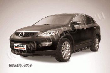 10 299 р. защита переднего бампера Slitkoff Mazda CX-9 TB дорестайлинг (2007-2009) (Цвет: серебристый)  с доставкой в г. Омск. Увеличить фотографию 1