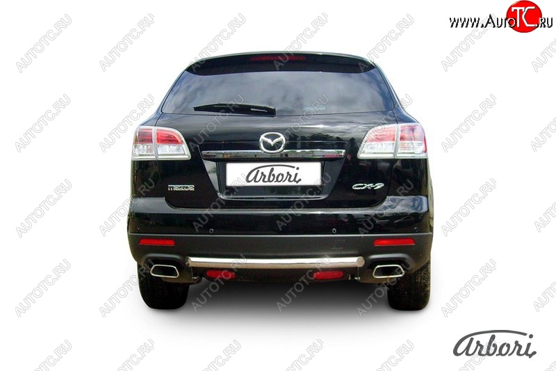 8 999 р. Защита заднего бампера Arbori (короткая, нержавейка, 1 труба d57 mm). Mazda CX-9 TB дорестайлинг (2007-2009)  с доставкой в г. Омск