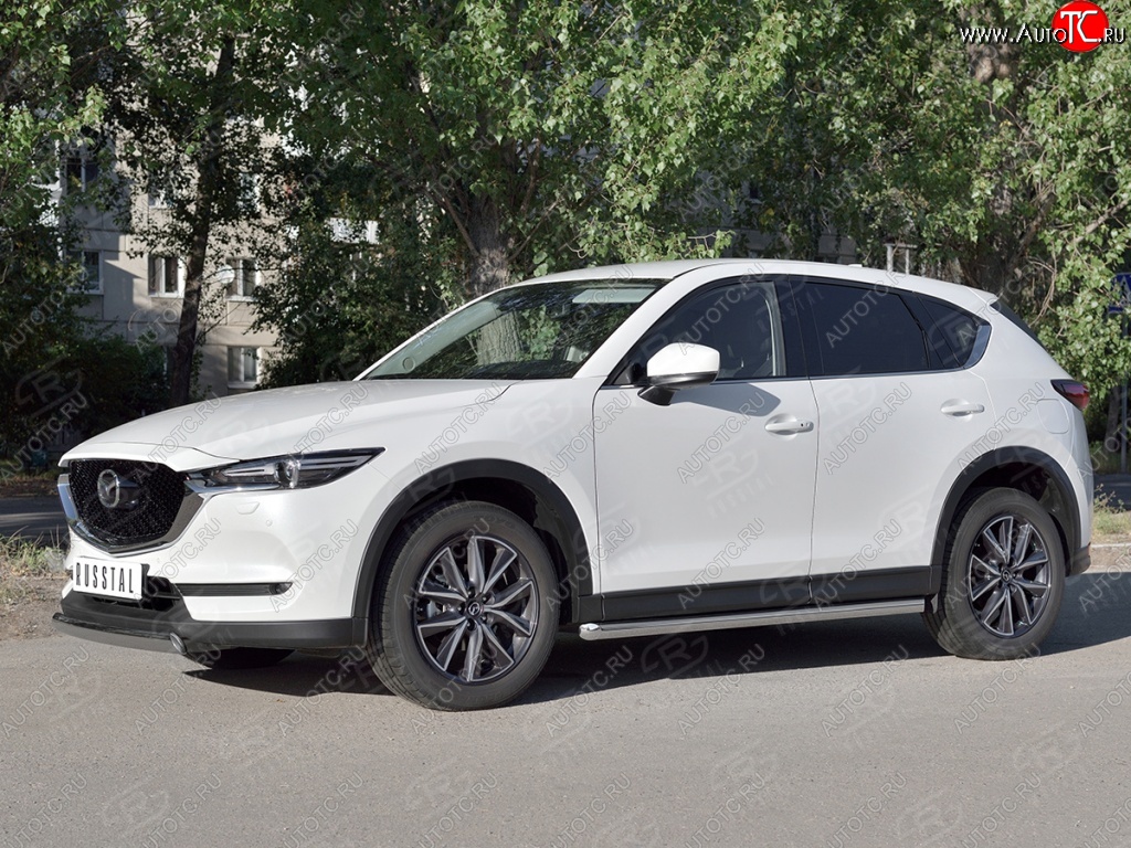 14 999 р. Защита переднего бампера из овальной трубы диаметром 75x42 мм Russtal Mazda CX-5 KF (2016-2024)  с доставкой в г. Омск