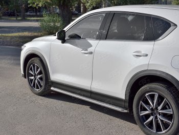 21 699 р. Широкая защита порогов с трубой диаметром 42 мм SLITKOFF v1  Mazda CX-5  KF (2016-2024)  с доставкой в г. Омск. Увеличить фотографию 2