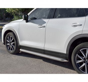 Защита порогов из круглой трубы диаметром 63 мм Russtal v1 Mazda CX-5 KF (2016-2024)