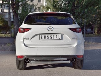 13 999 р. Защита заднего бампера (Ø63 и 42 мм, нержавейка) Russtal Mazda CX-5 KF (2016-2024)  с доставкой в г. Омск. Увеличить фотографию 2