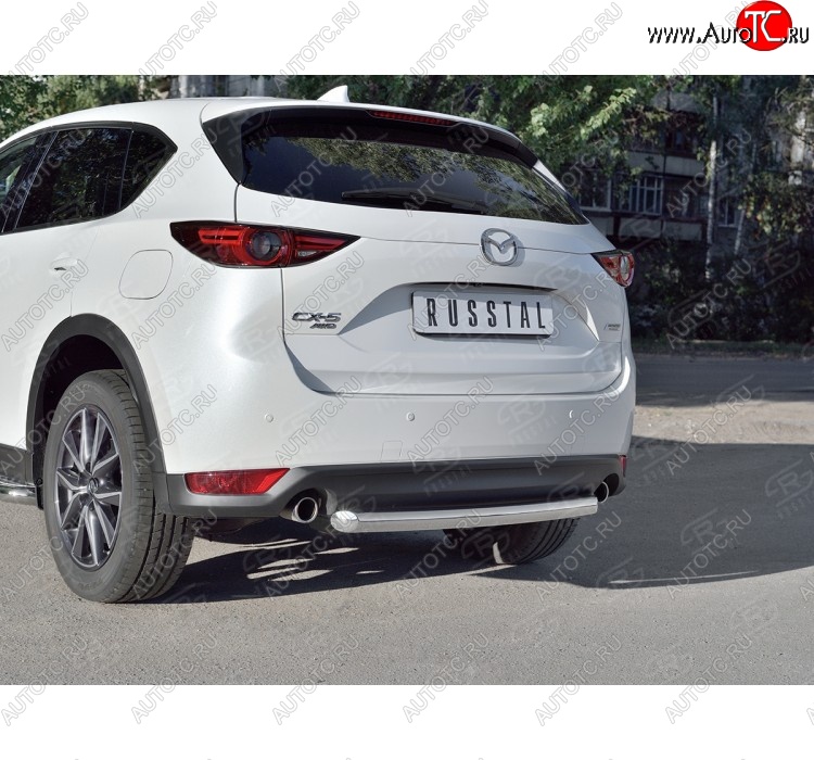 10 399 р. Защита заднего бампера (Ø63 мм дуга, нержавейка) Russtal Mazda CX-5 KF (2016-2024)  с доставкой в г. Омск