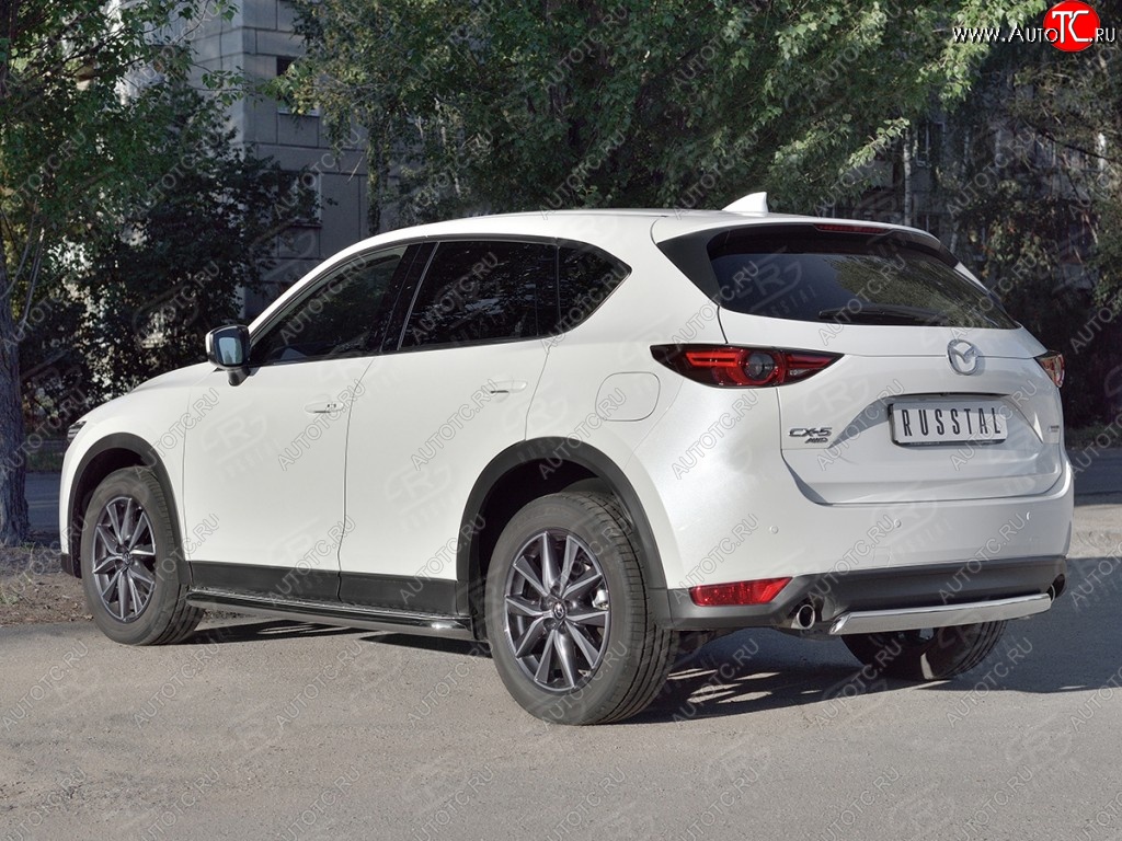 14 999 р. Защита заднего бампера (Ø75x42 мм, нержавейка) Russtal  Mazda CX-5  KF (2016-2025)  с доставкой в г. Омск