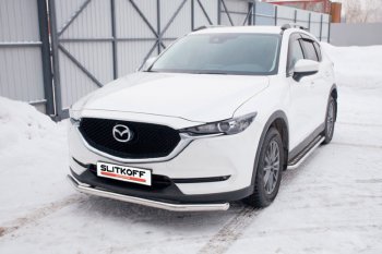 11 699 р. Защита переднего бампера Slitkoff (Ø 57 мм).  Mazda CX-5  KF (2016-2024) (Нержавеющая сталь)  с доставкой в г. Омск. Увеличить фотографию 1