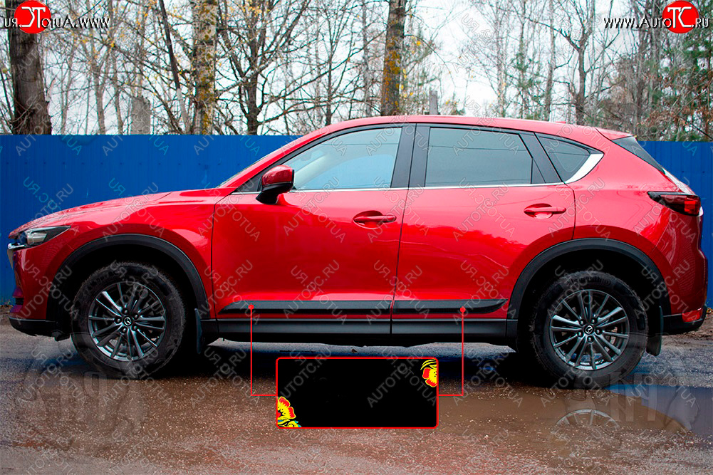 729 р. Задний левый молдинги на дверь Русская Артель  Mazda CX-5  KF (2016-2024) (Поверхность шагрень)  с доставкой в г. Омск