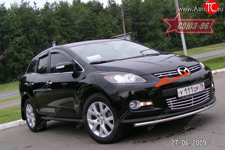 6 974 р. Декоративные элементы решетки радиатора Souz-96 (d16)  Mazda CX-7  ER (2006-2010) дорестайлинг  с доставкой в г. Омск