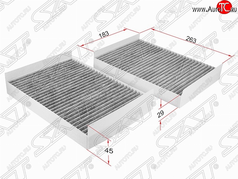 739 р. Фильтр салонный SAT (комплект, угольный, 263х183х45/29 mm)  Mercedes-Benz CL class  C216 - S class  W221  с доставкой в г. Омск