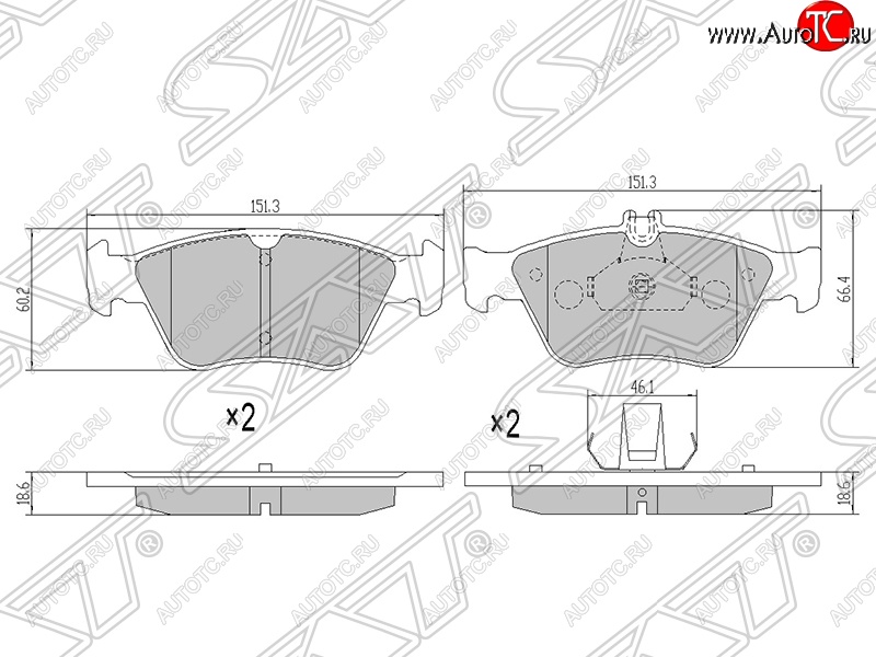 1 449 р. Колодки тормозные передние SAT Mercedes-Benz E-Class W210 дорестайлинг универсал (1996-1999)  с доставкой в г. Омск