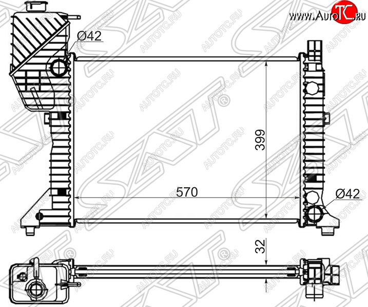 9 499 р. Радиатор двигателя SAT (трубчатый, МКПП) Mercedes-Benz Sprinter W901 (1995-2000)  с доставкой в г. Омск