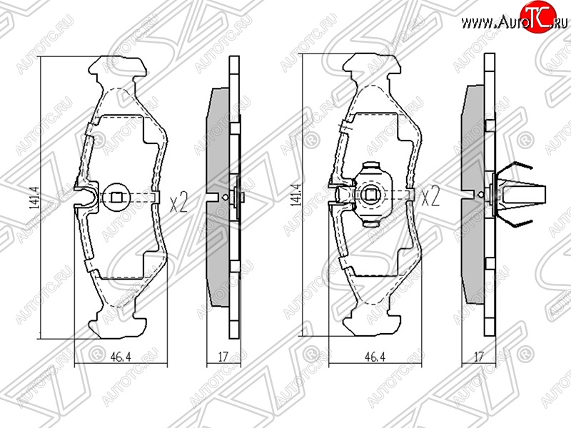 869 р. Колодки тормозные задние SAT Mercedes-Benz Sprinter W905 рестайлинг (2000-2006)  с доставкой в г. Омск