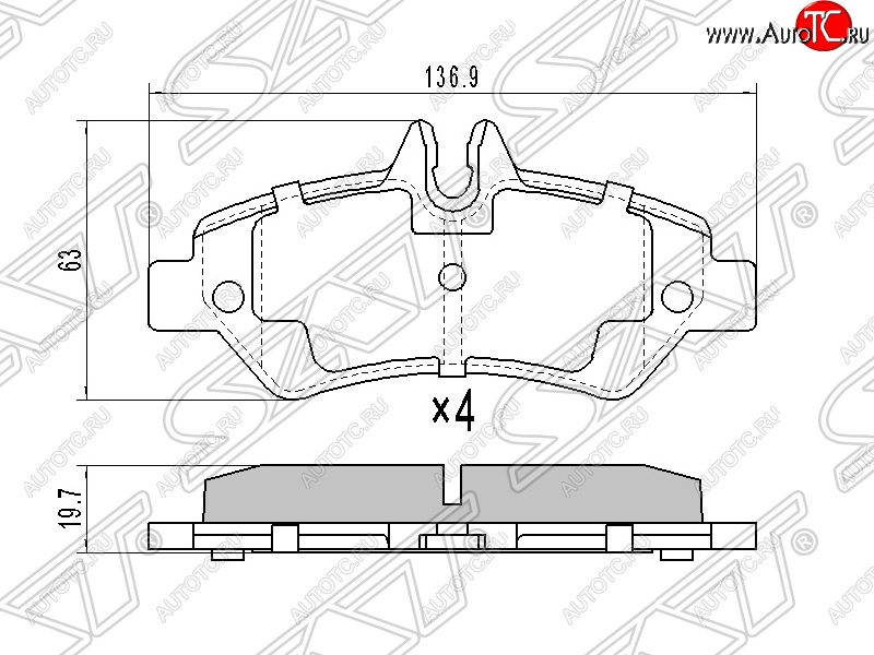 1 059 р. Колодки тормозные задние SAT  Mercedes-Benz Sprinter  W906 (2006-2013)  с доставкой в г. Омск