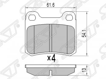 649 р. Колодки тормозные задние SAT Mercedes-Benz C-Class W202 дорестайлинг седан (1993-1997)  с доставкой в г. Омск. Увеличить фотографию 1