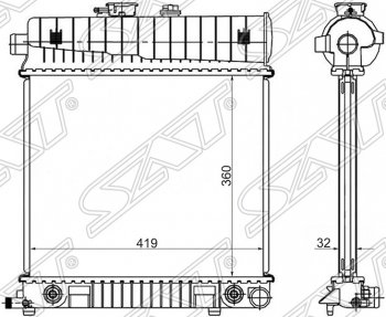 Радиатор двигателя (пластинчатый, 1.8/2.0/2.3, МКПП/АКПП) SAT Mercedes-Benz E-Class W210 дорестайлинг универсал (1996-1999)