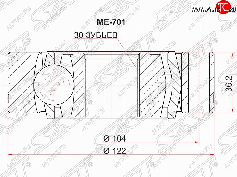 2 899 р. Шрус (внутренний) SAT (30*122 мм) Mercedes-Benz Vito W638 (1996-2003)  с доставкой в г. Омск