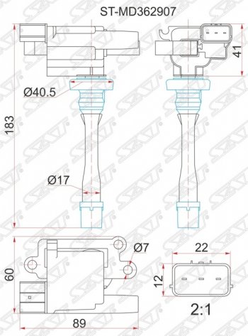 1 399 р. Катушка зажигания SAT Mitsubishi Airtek (2001-2008)  с доставкой в г. Омск. Увеличить фотографию 1