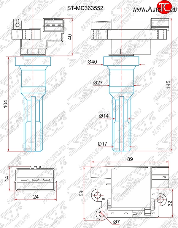 2 599 р. Катушка зажигания SAT  Mitsubishi Airtek - Outlander  CU  с доставкой в г. Омск