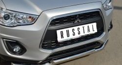 22 799 р. Защита переднего бампера (2 трубыØ63 и 42 мм, нержавейка) SLITKOFF Mitsubishi ASX 1-ый рестайлинг (2013-2016)  с доставкой в г. Омск. Увеличить фотографию 2