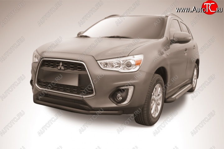 8 499 р. Защита переднего бампера d57 Slitkoff  Mitsubishi ASX (2013-2016) 1-ый рестайлинг (Цвет: серебристый)  с доставкой в г. Омск