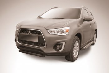 8 349 р. Защита переднего бампер d76 Slitkoff  Mitsubishi ASX (2013-2016) 1-ый рестайлинг (Цвет: серебристый)  с доставкой в г. Омск. Увеличить фотографию 1