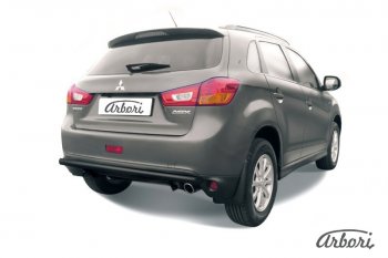 6 029 р. Защита заднего бампера Arbori (черная, 1 труба d57 mm). Mitsubishi ASX 1-ый рестайлинг (2013-2016)  с доставкой в г. Омск. Увеличить фотографию 1