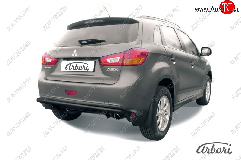 6 029 р. Защита заднего бампера Arbori (черная, 1 труба d57 mm). Mitsubishi ASX 1-ый рестайлинг (2013-2016)  с доставкой в г. Омск