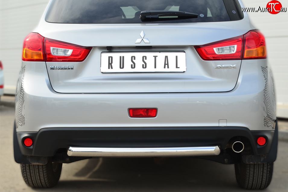 12 499 р. Одинарная защита заднего бампера из трубы диаметром 63 мм Russtal Mitsubishi ASX 1-ый рестайлинг (2013-2016)  с доставкой в г. Омск