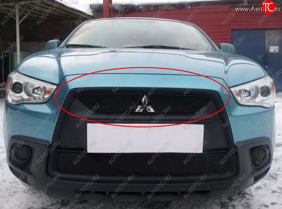 3 799 р. Защитная решётка в воздуховод автомобиля Russtal (черная) Mitsubishi ASX дорестайлинг (2010-2012)  с доставкой в г. Омск