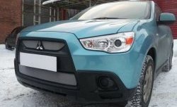 4 049 р. Сетка на бампер Allest (матовый хром) Mitsubishi ASX дорестайлинг (2010-2012)  с доставкой в г. Омск. Увеличить фотографию 3