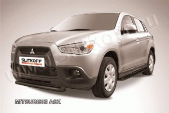 7 649 р. Защита переднего бампера из труб d57 Slitkoff Mitsubishi ASX дорестайлинг (2010-2012) (Цвет: серебристый)  с доставкой в г. Омск. Увеличить фотографию 1