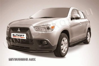 8 199 р. Защита переднего бампера из трубы d57 Slitkoff Mitsubishi ASX дорестайлинг (2010-2012) (Цвет: серебристый)  с доставкой в г. Омск. Увеличить фотографию 1