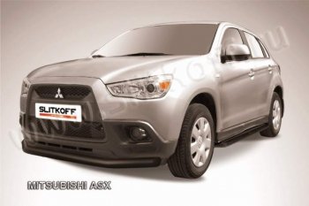 8 999 р. Защита переднего бампера из трубы d76 Slitkoff  Mitsubishi ASX (2010-2012) дорестайлинг (Цвет: серебристый)  с доставкой в г. Омск. Увеличить фотографию 1