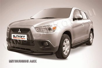 10 599 р. Защита переднего бампера из труб d76/57 Slitkoff Mitsubishi ASX дорестайлинг (2010-2012) (Цвет: серебристый)  с доставкой в г. Омск. Увеличить фотографию 1