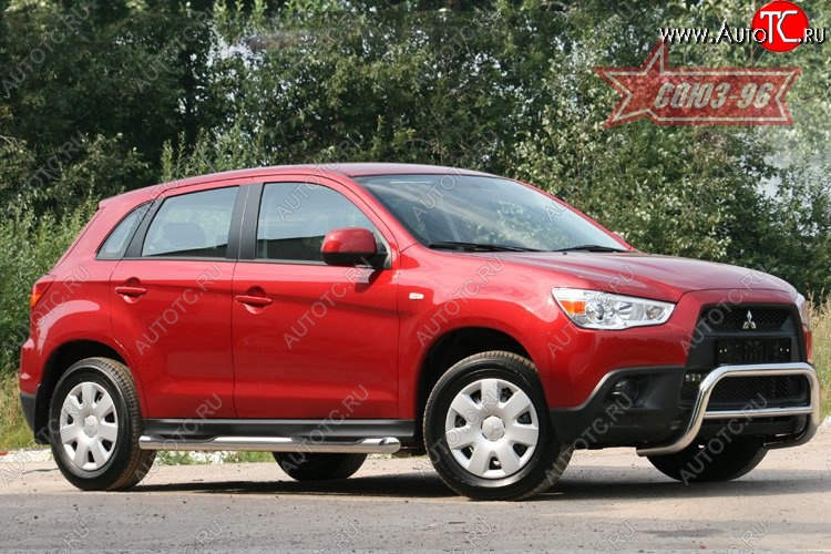 8 999 р. Защита переднего бампера Souz-96 (d60) Mitsubishi ASX дорестайлинг (2010-2012)  с доставкой в г. Омск