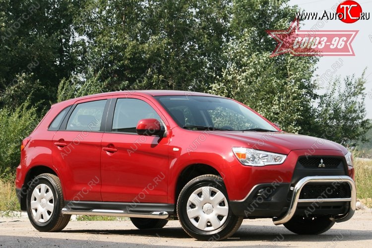 10 934 р. Защита переднего бампера Souz-96 (d76) Mitsubishi ASX дорестайлинг (2010-2012)  с доставкой в г. Омск