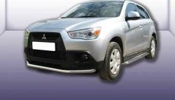 11 699 р. Одинарная защита переднего бампера из трубы диаметром 57 мм Slitkoff  Mitsubishi ASX (2010-2012) дорестайлинг (Нержавейка, Полированная)  с доставкой в г. Омск. Увеличить фотографию 1