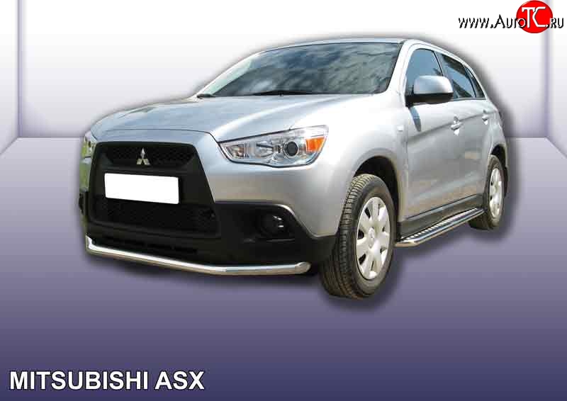 11 699 р. Одинарная защита переднего бампера из трубы диаметром 57 мм Slitkoff  Mitsubishi ASX (2010-2012) дорестайлинг (Нержавейка, Полированная)  с доставкой в г. Омск