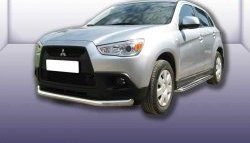 12 849 р. Одинарная защита переднего бампера диаметром 76 мм Slitkoff  Mitsubishi ASX (2010-2012) дорестайлинг (Нержавейка, Полированная)  с доставкой в г. Омск. Увеличить фотографию 1