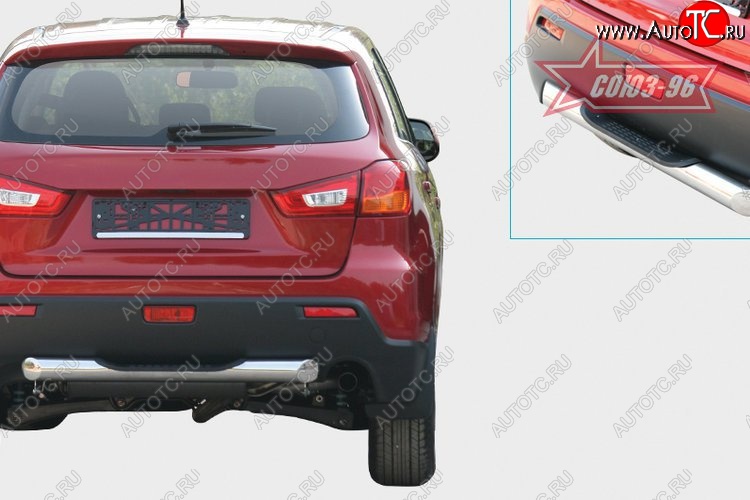 8 639 р. Защита заднего бампера с ступенью (d76) Souz-96 Mitsubishi ASX дорестайлинг (2010-2012)  с доставкой в г. Омск