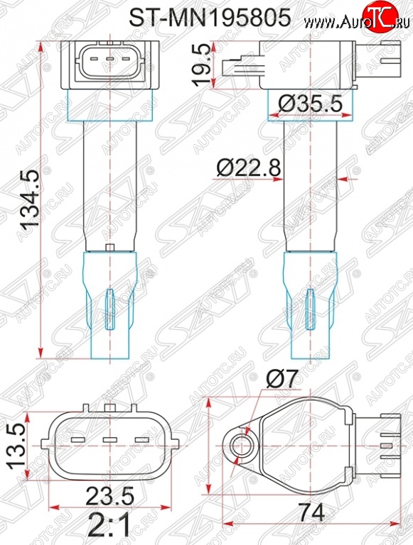 1 449 р. Катушка зажигания SAT Mitsubishi ASX дорестайлинг (2010-2012)  с доставкой в г. Омск