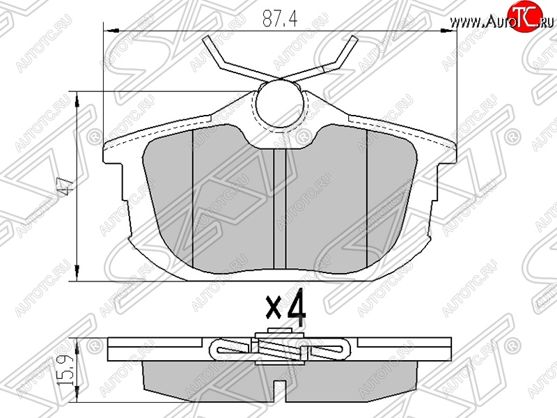 1 259 р. Колодки тормозные SAT (задние) Mitsubishi Colt Z20, Z30 хэтчбэк 3 дв. дорестайлинг (2002-2009)  с доставкой в г. Омск