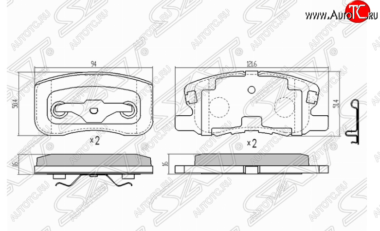 1 229 р. Комплект передних тормозных колодок SAT  Mitsubishi Colt ( Z20, Z30 хэтчбэк 3 дв.,  Z30) (2002-2009) дорестайлинг, хэтчбэк 5 дв. дорестайлинг  с доставкой в г. Омск