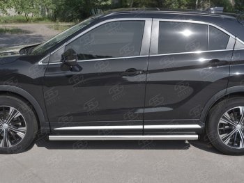 14 849 р. Пороги труба d63 Russtal Mitsubishi Eclipse Cross GK (2017-2024) (Скошенные края)  с доставкой в г. Омск. Увеличить фотографию 2