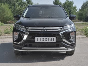 6 649 р. Защита переднего бампера (Ø42 мм, нержавейка) Russtal Mitsubishi Eclipse Cross GK (2017-2024)  с доставкой в г. Омск. Увеличить фотографию 1