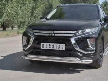 12 999 р. Защита переднего бампера (2 трубы Ø63 и 42 мм, нержавейка) Russtal Mitsubishi Eclipse Cross GK (2017-2024)  с доставкой в г. Омск. Увеличить фотографию 4