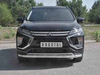 11 449 р. Защита переднего бампера (Ø63 мм, нержавейка) Russtal Mitsubishi Eclipse Cross GK (2017-2024)  с доставкой в г. Омск. Увеличить фотографию 1