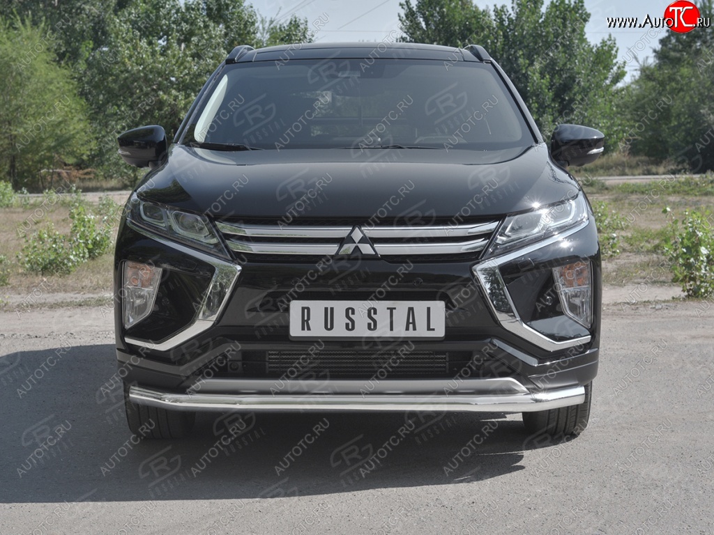 11 449 р. Защита переднего бампера (Ø63 мм, нержавейка) Russtal Mitsubishi Eclipse Cross GK (2017-2024)  с доставкой в г. Омск