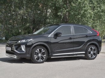 9 649 р. Защита переднего бампера (Ø75х42 мм, нержавейка) Russtal Mitsubishi Eclipse Cross GK (2017-2024)  с доставкой в г. Омск. Увеличить фотографию 2