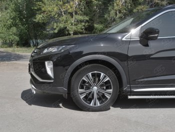 9 649 р. Защита переднего бампера (Ø75х42 мм, нержавейка) Russtal Mitsubishi Eclipse Cross GK (2017-2024)  с доставкой в г. Омск. Увеличить фотографию 3