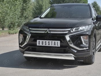 9 649 р. Защита переднего бампера (Ø75х42 мм, нержавейка) Russtal Mitsubishi Eclipse Cross GK (2017-2024)  с доставкой в г. Омск. Увеличить фотографию 4